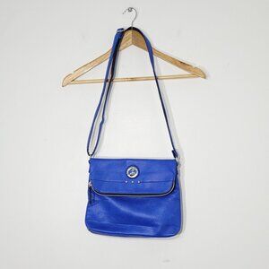 Foxy Jeans Y2K Blue Fold Over Crossbody Satchel 90s Purse Handbag Zip Adjustable
